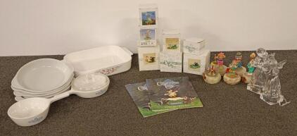 Vintage Corning Ware Cookware, Charming Tails & Ron Lee Figurines, Mikasa Crystal Angels