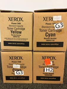 Xerox Phaser 7400 Toner Cartridges &ndash; Black (High), Yellow, Cyan, Standard/High Capacity, OEM