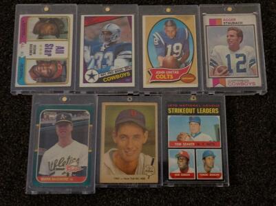 7 Vintage Sports Cards Football & Baseball Assorted Stars