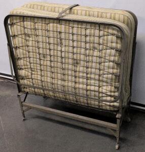 Folding Rollaway Bed With Mattress, Metal Frame, Swivel Casters, 75"x30" Twin Size