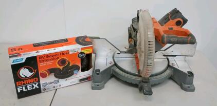 10" Rigid Compound Miter Saw With Light, Rhino Flex 5' RV Sewer Extension Hose