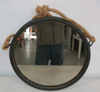 20" Diameter Round Mirror With Rope Hanger