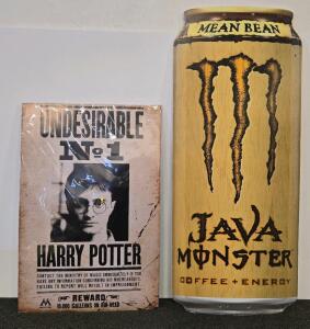 Large Monster Java Mean Bean Shaped Metal Sign & Harry Potter Undesirable No.1 Tin Poster