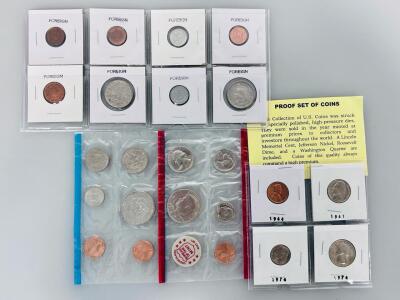 1971 U.S. Mint Set (P&D) With Tokens, 1961, 1964, 1974 Proof Coins, And Foreign Coin Collection