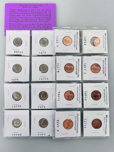 U.S. Brilliant Uncirculated Roosevelt Dimes (1970&ndash;1981) & Lincoln Cents (1973&ndash;1990) Coin Collection
