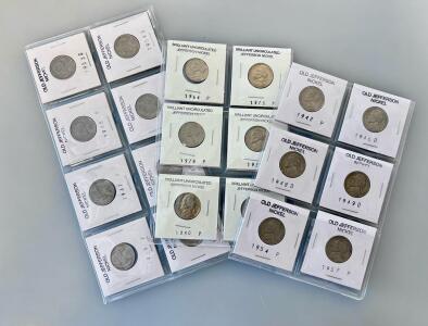 Jefferson Nickel Collection 1939&ndash;1981, 20 Coins, P & D Mint Marks, Mixed BU & Circulated