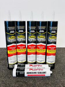 Homax Tex Pro TP40 Wall & Ceiling Texture Cartridges 28Oz (5) + MuzeFansi 10Oz Adhesive Sealant (2)