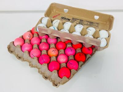 Mixed 42 Golf Balls - Titleist, Callaway, Bridgestone, TaylorMade, Pink & White, Practice & Premium