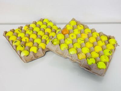 60 Yellow Golf Balls Bulk Lot &ndash; Titleist, Top Flite, Pinnacle, Wilson, Mixed Brands, Bulk Trays