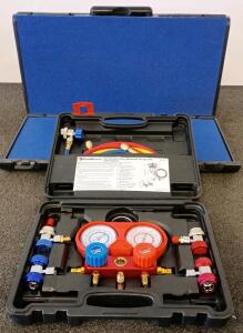 EverTough 67271 Air Conditioning Manifold Gauge Set, 60" Hoses, Carry Case & Blue Felt Self Packing Display Case 25"x24"