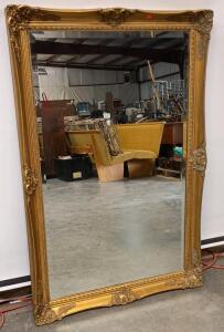 Baroque Style Large Gold Ornate Wood Framed Wall Mirror 72"x48" With Hanging Wire X-069
