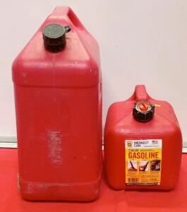 Midwest Can 2 Gallon & Ritz 5 Gallon Plastic Red Gasoline Fuel Containers, Screw Caps