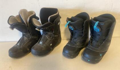Salomon BOA Black Snowboard Boots & Burton Chloe BOA Snowboard Boots, Set Of 2 Pairs Size 10&11
