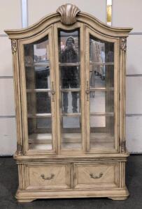 Howard Miller 0435-711 Lighted Curio Cabinet &ndash; Missing Glass Shelves, Mirrored Back, 2 Drawers