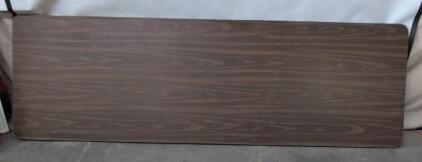 8 Foot Folding Banquet Table, Rectangular, Woodgrain Laminate Top, Steel Legs, Seats 8