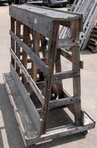 Large Wooden A-Frame Glass Rack Cart With Swivel Casters &ndash; 8'x3'x6' &ndash; Custom Build
