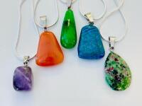 Set Of 5 Gemstone Pendant Necklaces &ndash; Amethyst, Carnelian, Aventurine, Blue Howlite, Ruby-In-Zoisite - 2