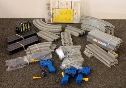 Hot Wheels 1:64 Slot Car Track Set Lot, NASCAR & Ferrari Champion, 6 Cars, 2-Lane, Accessories