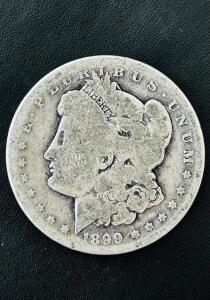1899-O Morgan Silver Dollar, 90% Silver, New Orleans Mint, Circulated, Liberty/Eagle Design