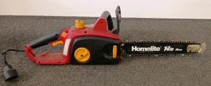 Homelite 14in Electric Chainsaw, 9.0A, 120V, Automatic Oiler, Tool-less Tensioning