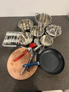 Kitchenware Set &ndash; Stainless Steel Pots, Pans, Stone Board, Utensils & Flatware, No Lids