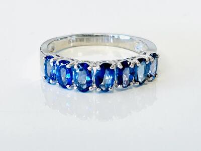 Oscar Friedman Sterling Silver 925 Blue Topaz Oval Gemstone Ring 1.86ct Prong Setting (Size 6.5)