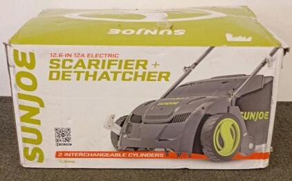 Sun Joe 12.6-in 12A Electric Scarifier Dethatcher, 8-Gal Bag, 2 Cylinders, New in Box