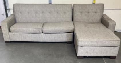 Right-Facing Sectional Sofa With Chaise, Light Gray Fabric, Modern Styling, 104" x 66"