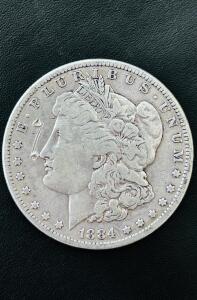 1884-O Morgan Silver Dollar, 90% Silver, New Orleans Mint, Circulated Condition