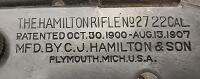 Hamilton Model 27 .22 Cal Single Shot Rifle, Break Action, Plymouth MI, 18" Barrel, Antique - 7