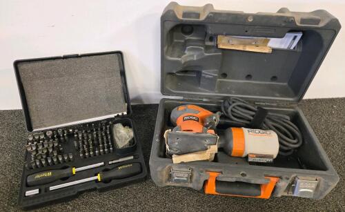 Ridgid R2500 1/4 Sheet Sander With Case & Wheeler Deluxe Gunsmithing Screwdriver Set
