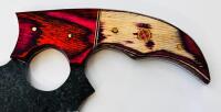 Custom Forged Ulu Knife &ndash; 6" Carbon Steel Blade, Dyed Hardwood Handle, Mosaic Pin, Leather Sheath - 4