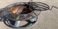 Commercial Steel Park Fire Pit Grill &ndash; 29&rdquo; Rotatable Grate, 45&rdquo; Diameter, Mesh Rim, Heavy-Duty - 3