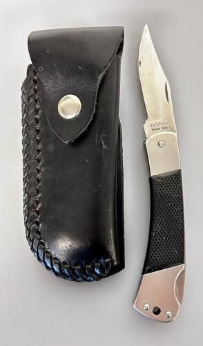 Kershaw Wildcat Ridge II Folding Knife 3340, 3.5" Blade, Lockback, Black Leather Sheath, USA
