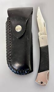 Kershaw Wildcat Ridge II Folding Knife 3340, 3.5" Blade, Lockback, Black Leather Sheath, USA