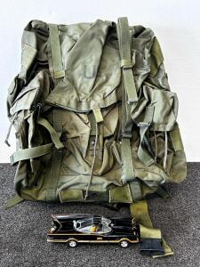 U.S. Large ALICE Pack Olive Drab Backpack W/ Frame, Die-cast 1966 Batmobile 1:24 Model