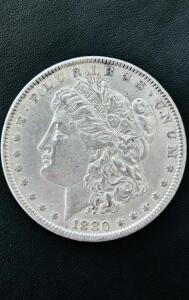 1880-O Morgan Silver Dollar, New Orleans Mint, 90% Silver, Circulated, Lady Liberty & Eagle Design