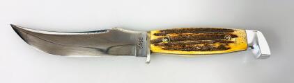 Case Fixed Blade Hunting Knife, Stag Handle, 5" Clip Point Blade, Nickel Silver Bolster, USA