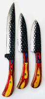 5-Piece Japanese-Style Kitchen Knife Set, Snake-Skin Textured Blades, Custom Dyed Wood Handles - 2