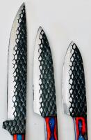 5-Piece Japanese-Style Kitchen Knife Set, Snake-Skin Textured Blades, Custom Dyed Wood Handles - 4
