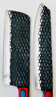 5-Piece Japanese-Style Kitchen Knife Set, Snake-Skin Textured Blades, Custom Dyed Wood Handles - 5