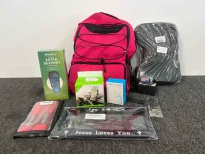 Consumer Accessories Bundle: Backpack, Headlight Kit, Anker Charger, Orthotics, Lifting Straps