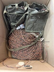 Military Field Telephone Set with Two Units, Canvas Pouches, Large Communication Wire Spool