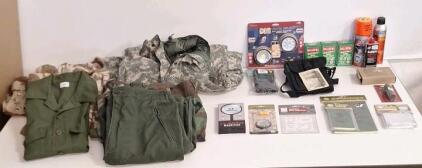 (1) Cold Weather Jacket & Assorted Pieces Of Military Surplus Gear & Clothing, Size Medium