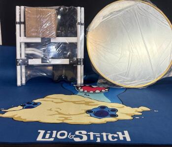 Coelineao Toilet Safety Rail, Antok 24" Gold Round Wall Mirror, Lilo & Stitch 62x39" Rug Lot
