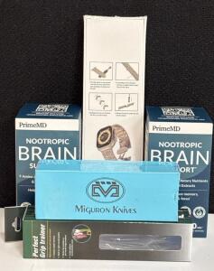 Naiqisi Titanium Apple Watch Band, Miguron Folding Knife, PrimeMD Brain Support, Golf Grip Trainer