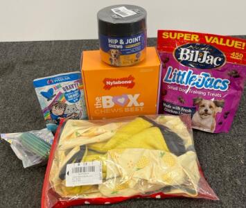 Dog Care Essentials Bundle: dog rain jacket, Dental & Chew Treats, Toys - Milk-Bone, Nylabone