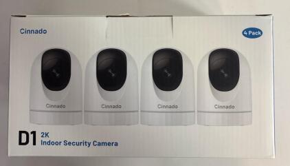 Cinnado D1 2K Indoor Security Camera 4 Pack &ndash; 2.4GHz WiFi, Pan 320&deg; Tilt 70&deg;, Built-in Audio