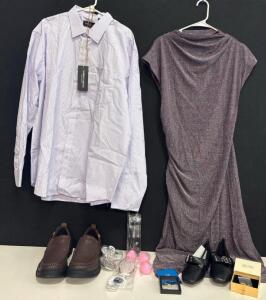 Massimo Dutti Shirt Size 2X, Camel Crown Men's Shoes, Cap Sleeve Purple Sparkly Gown Size Small, Musshoe Mary Jane Womens Flats Size 6 Beauty Set & Jewelry Lot