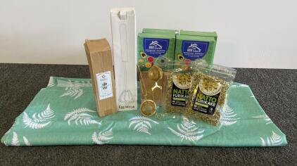 Complete Kitchen & Dining Set: 30pc Cutlery, Tablecloth, Whisk, Tea Infuser, Fridge Deodorizer, Furikake